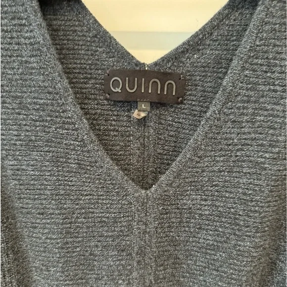 Quinn Cashmere Long Sleeve Sweater size Large L gray 60% cashmere 40%wool K - Picture 9 of 9